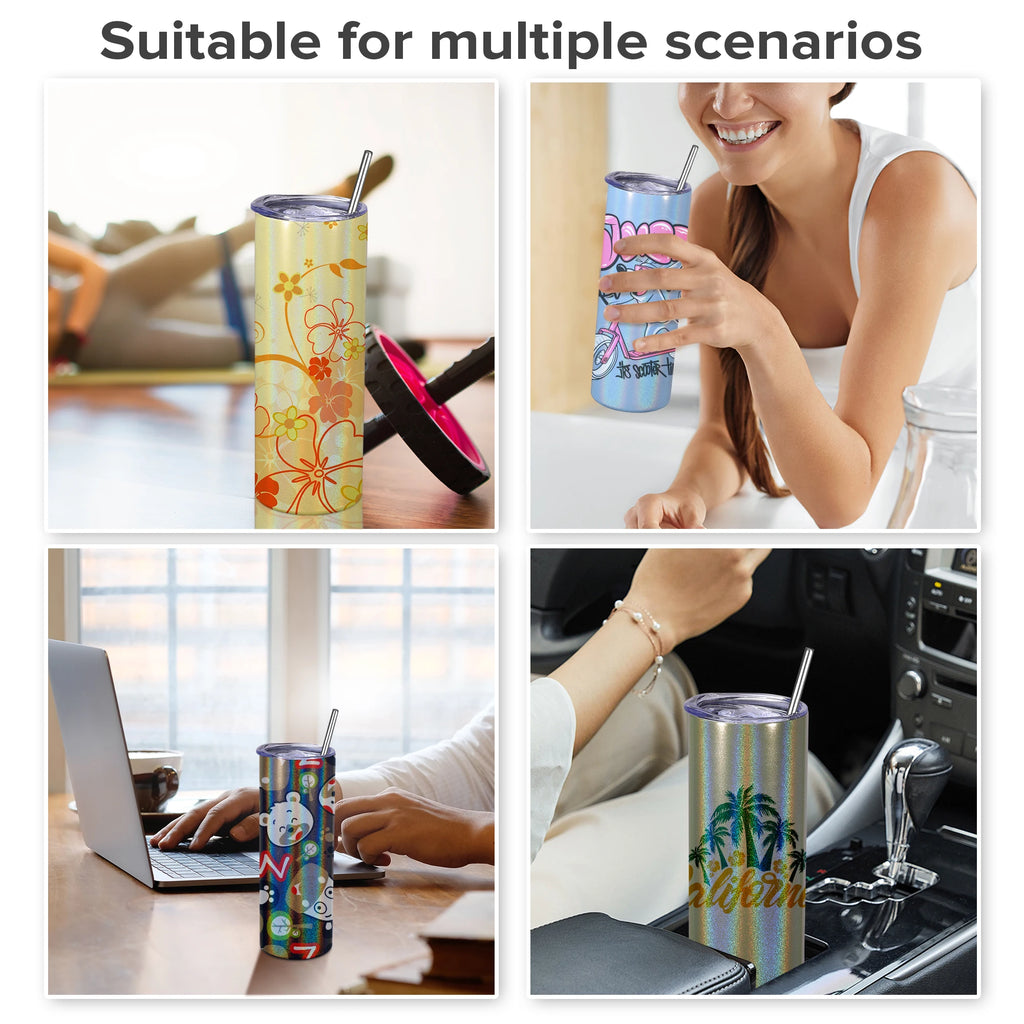 ,12 Pack 20 oz Sublimation Blank Glitter Skinny Tumblers Machine,Coffee,outdoor