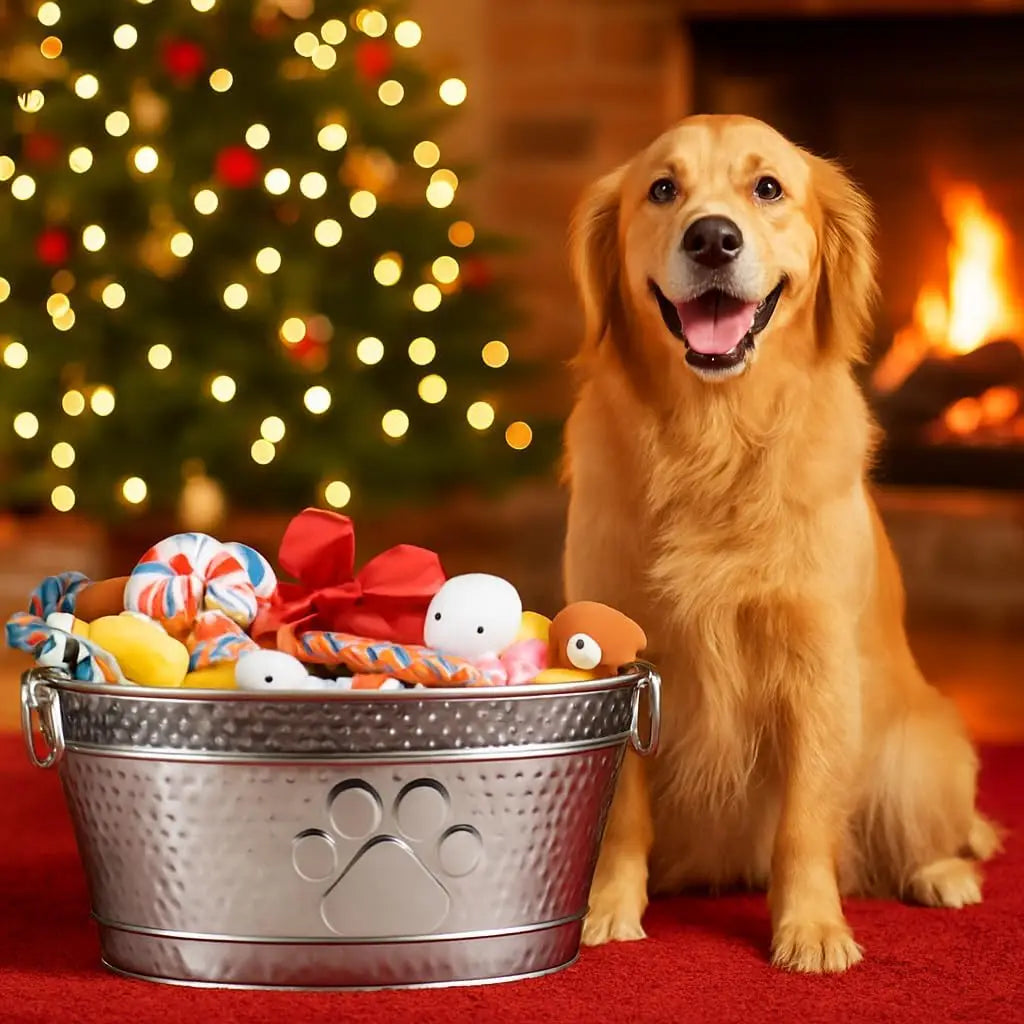 Durable Steel Dog Toy Basket with Handles, Pet Storage Box for Aggressive Chewers -