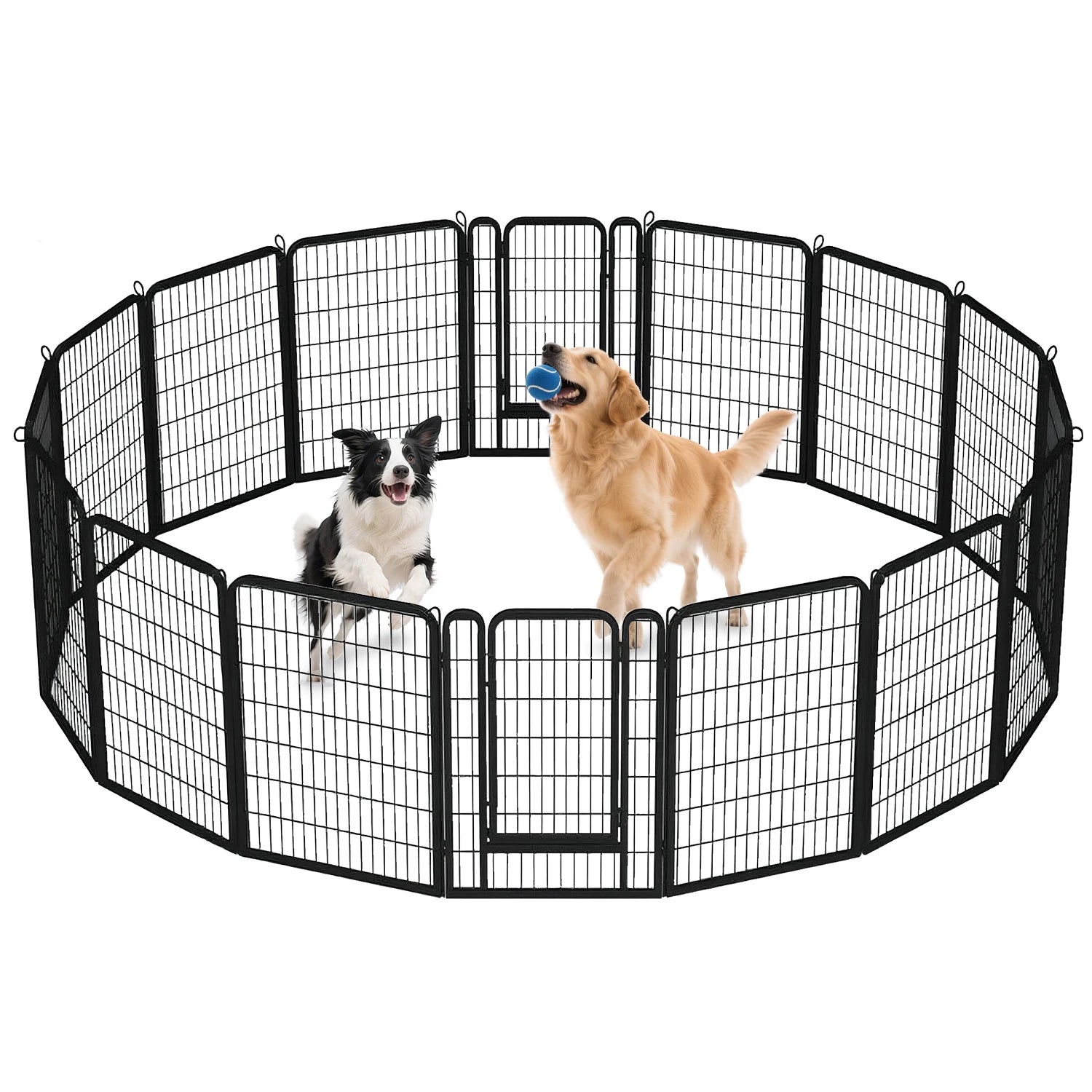 Dog Playpen with Door, Outdoor/Indoor Foldable Metal Pet Fence,