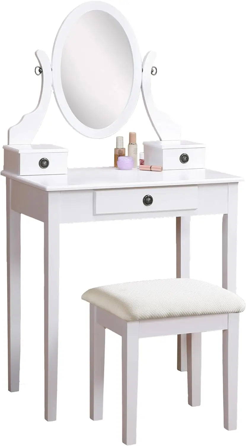Moniys Wood Moniya Makeup Vanity Table and Stool Set,