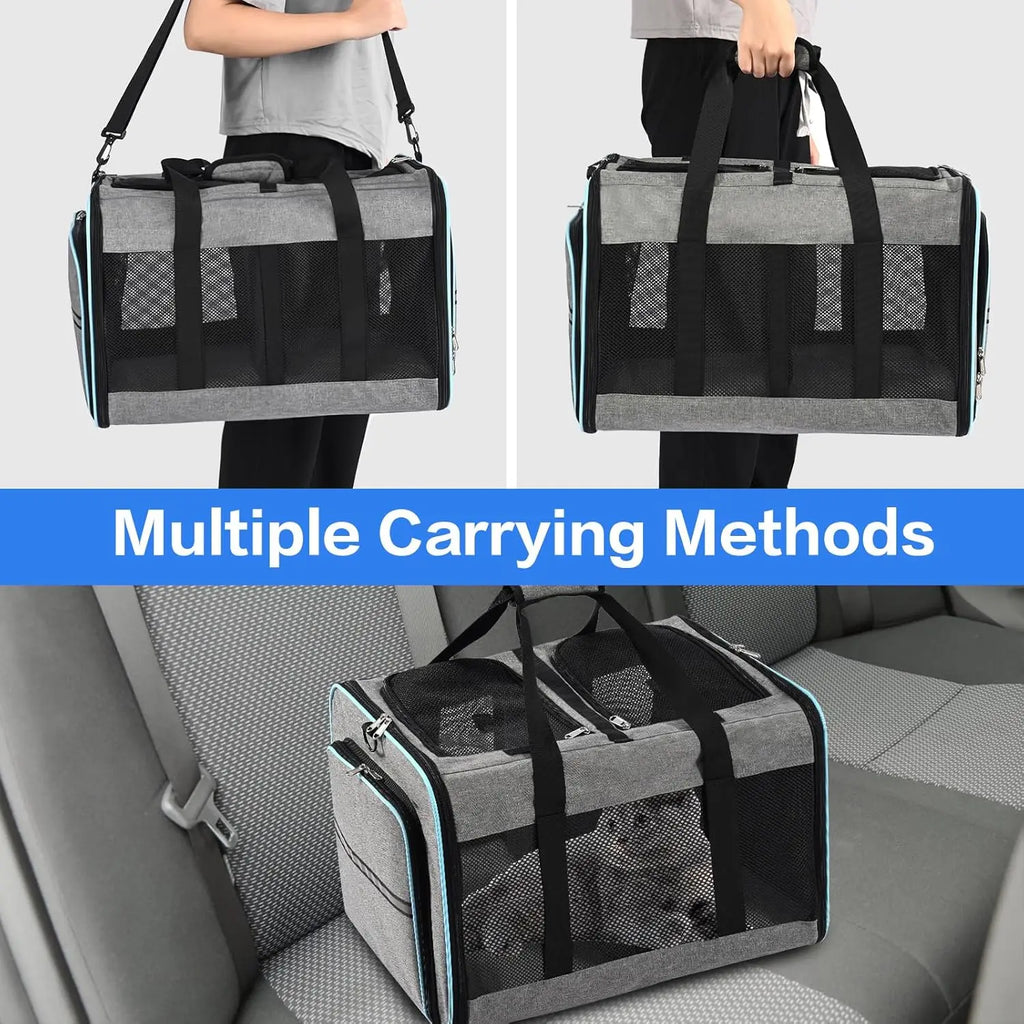 Portable 2-in-1 Pet Carrier,Double Compartment Cat & Dog Carrier