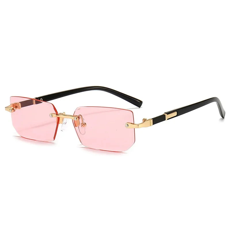 Rimless Sunglasses Rectangle Fashion Popular Women Men Shades Small Square Sun Glasse