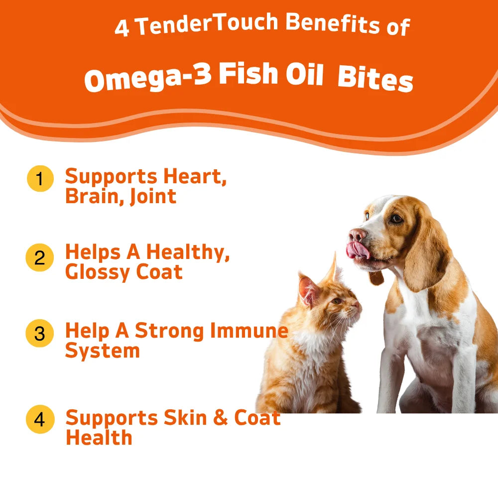 240 Chews - 2 Pack (2 x 180g/6.35oz) 360g/12.7oz - TenderTouch Omega 3 Fish Oil
