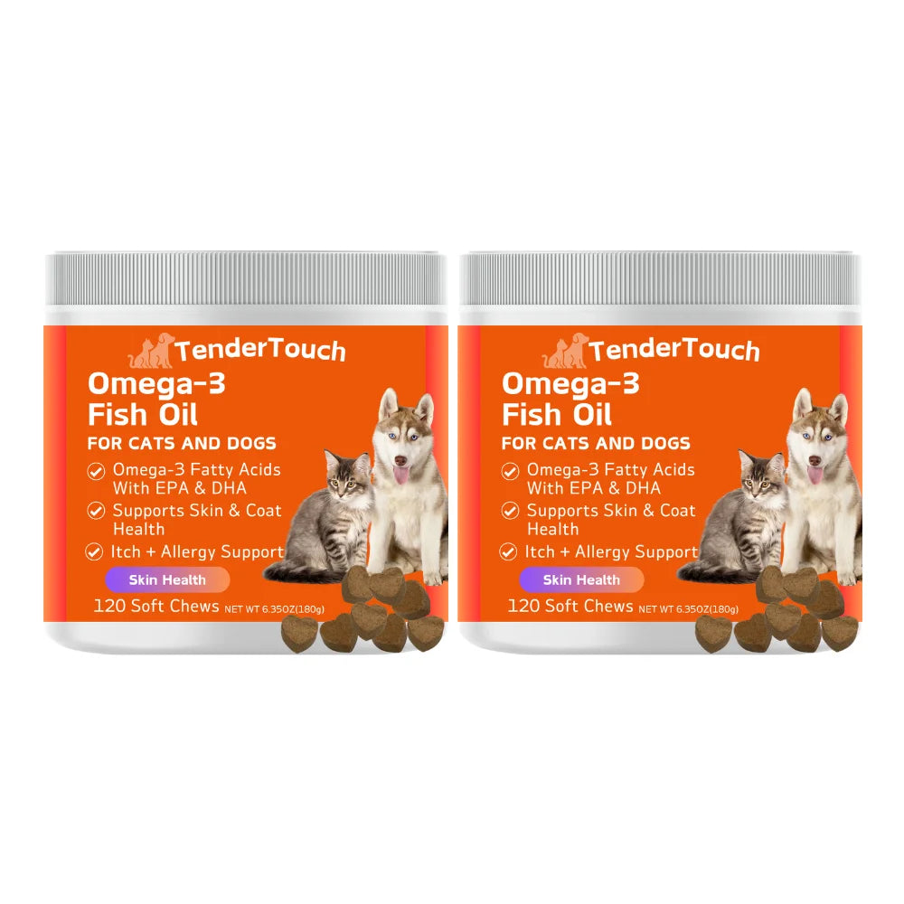 240 Chews - 2 Pack (2 x 180g/6.35oz) 360g/12.7oz - TenderTouch Omega 3 Fish Oil