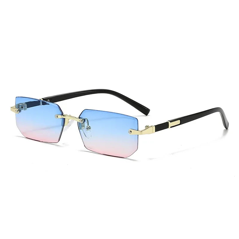 Rimless Sunglasses Rectangle Fashion Popular Women Men Shades Small Square Sun Glasse