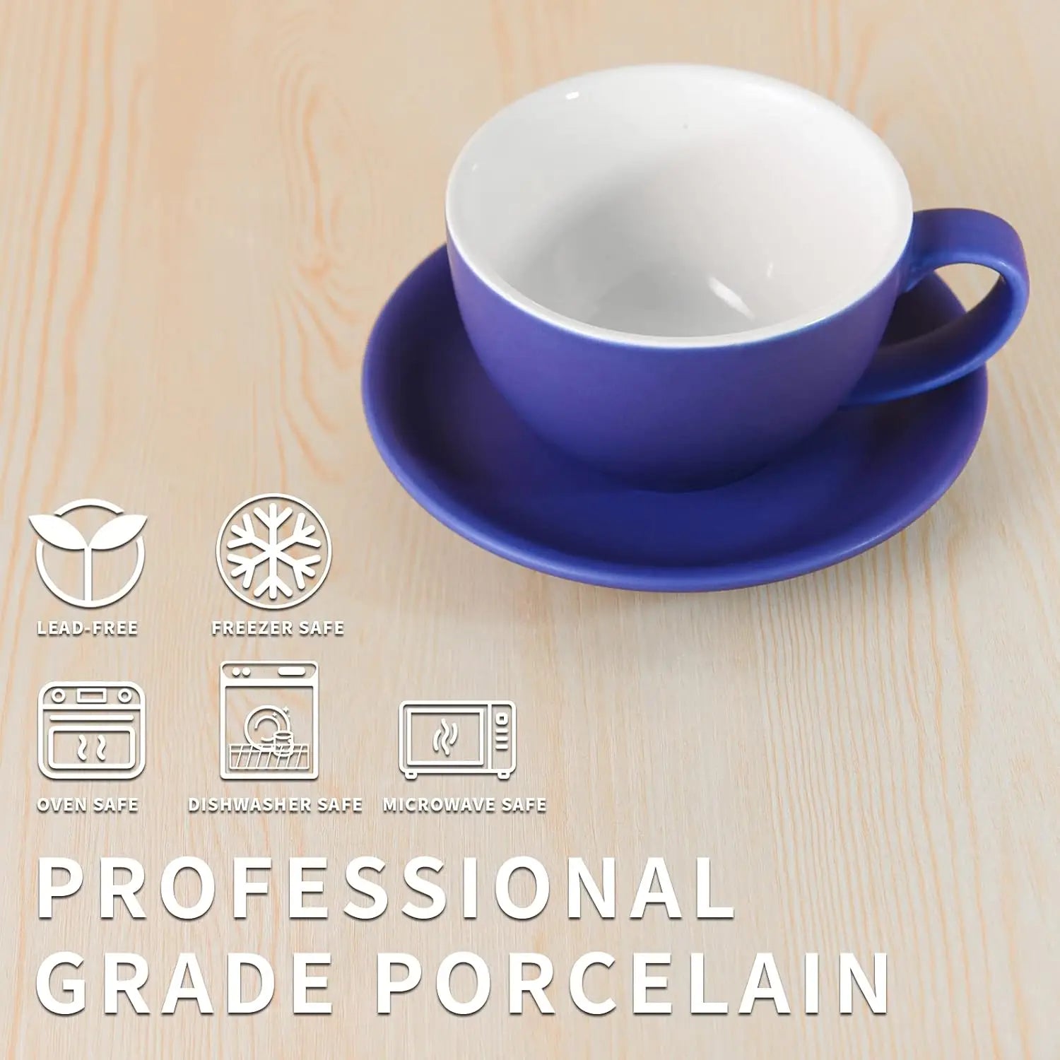 Yundu Ceramics Latte Cup and Saucer - 10 oz for Cappuccino