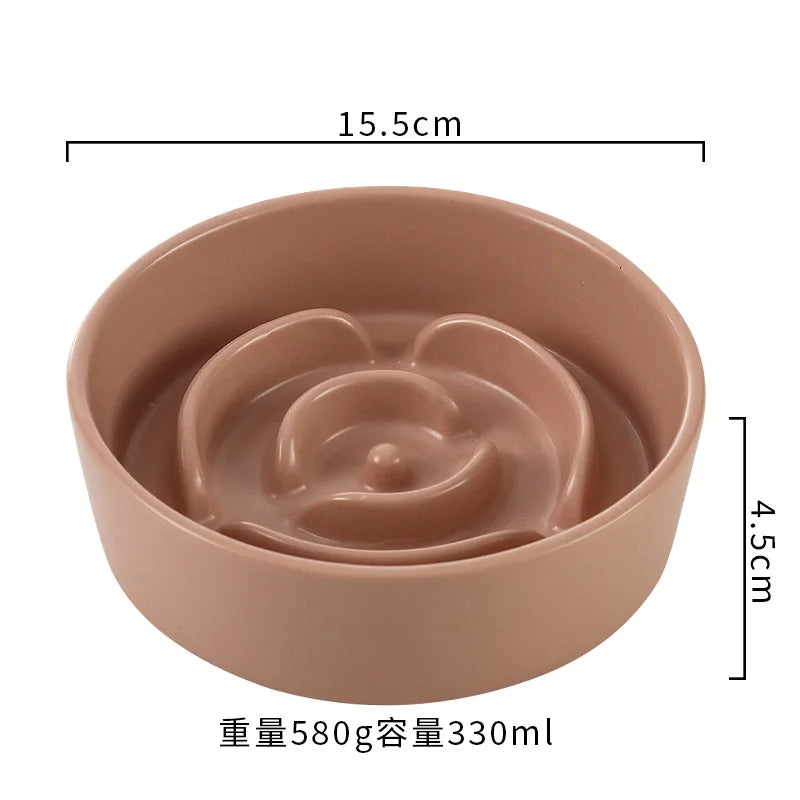 Ceramic Pet Cat Dog Bowl Small and Medium-Sized Dogs  Slow Feeding Anti-Choke Slow