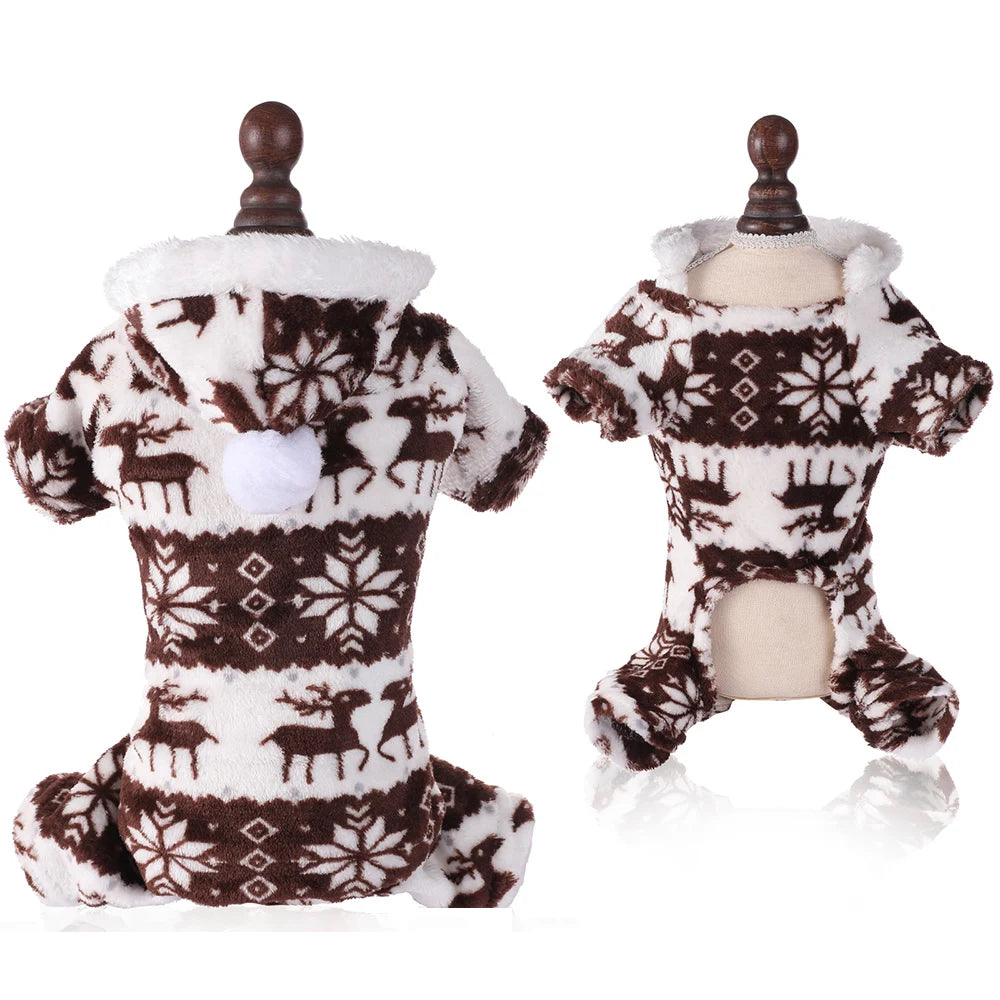 Dog Pajamas Warm Christmas Dog Coat Fleece