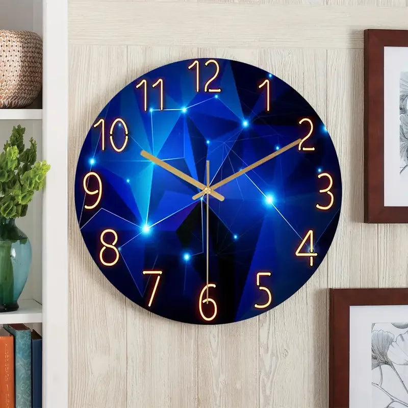 Blue Wall Clock for Living Room Decor Kitchen Wall Clocks Battery Operated