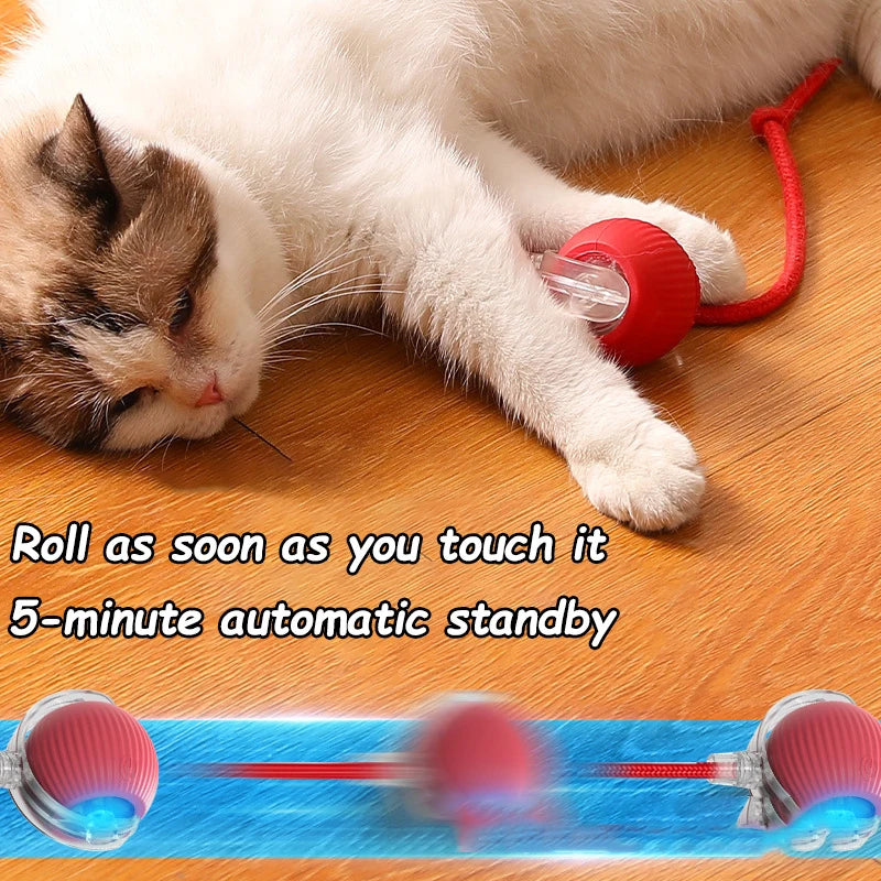 Cat Interactive Ball Toy Automatic Rolling Ball Faux Tail Rechargeable