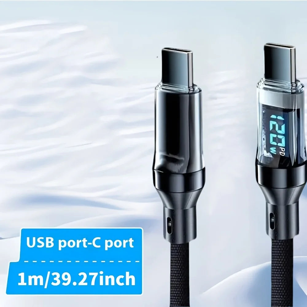 120W USB to Type C Cable Phone Super Fast Charging Cable