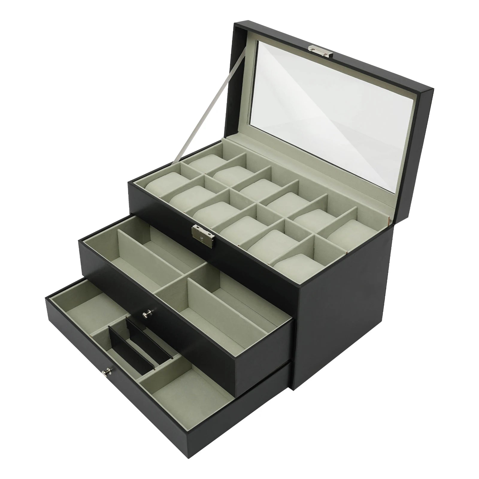 3-Layer PU Jewelry Box,Desktop Jewelry Cabinet,