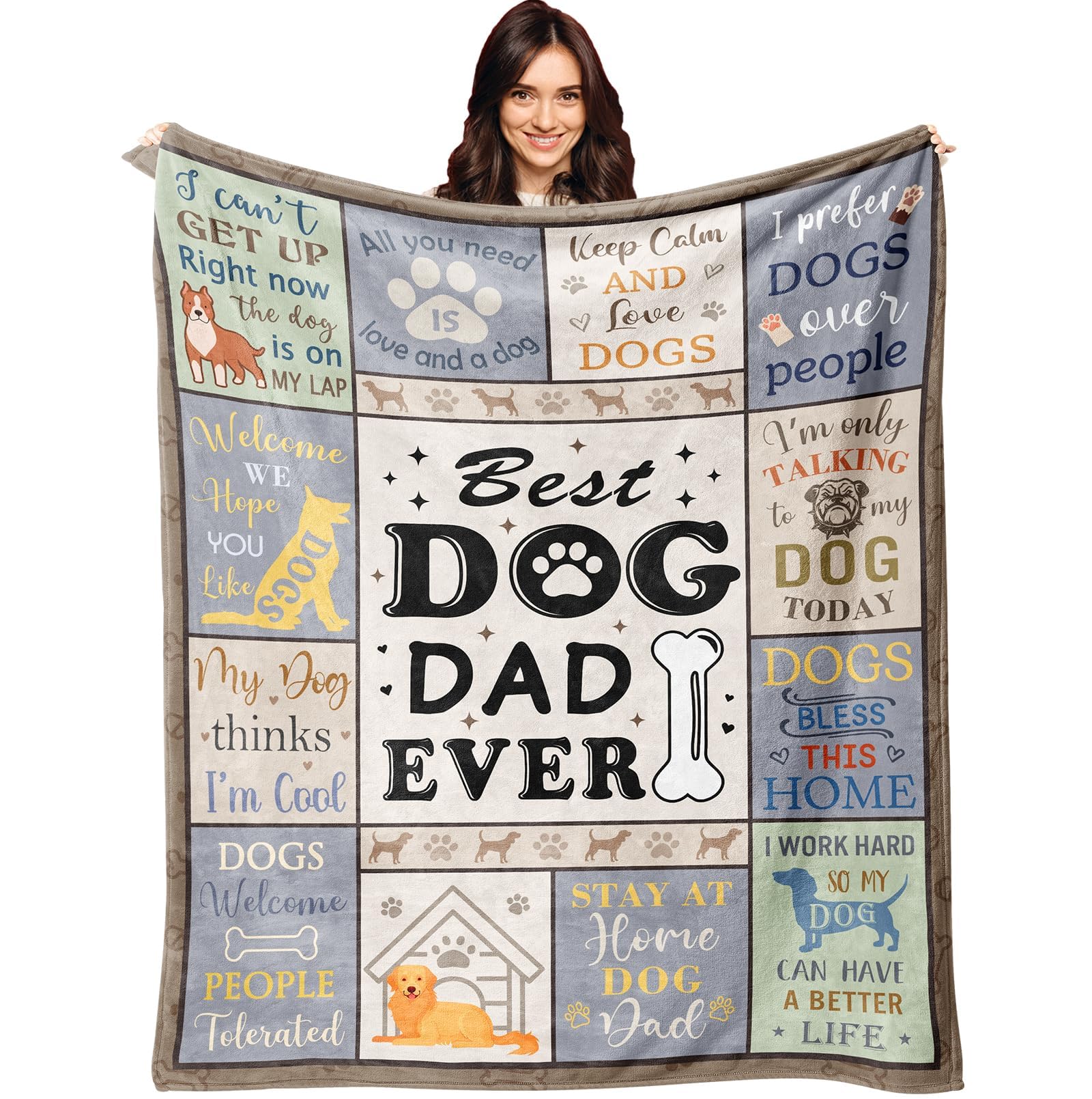 XALAZY Dog Dad Gifts Blanket 50"X60" DogDad Gifts for Men Dog Lovers Gifts for Men Gifts for Dog Lovers/Dog Dads Dog Lover Gifts Dog Dad Gift Best Dog Dad Gifts Gifts for Dog Owners Throw