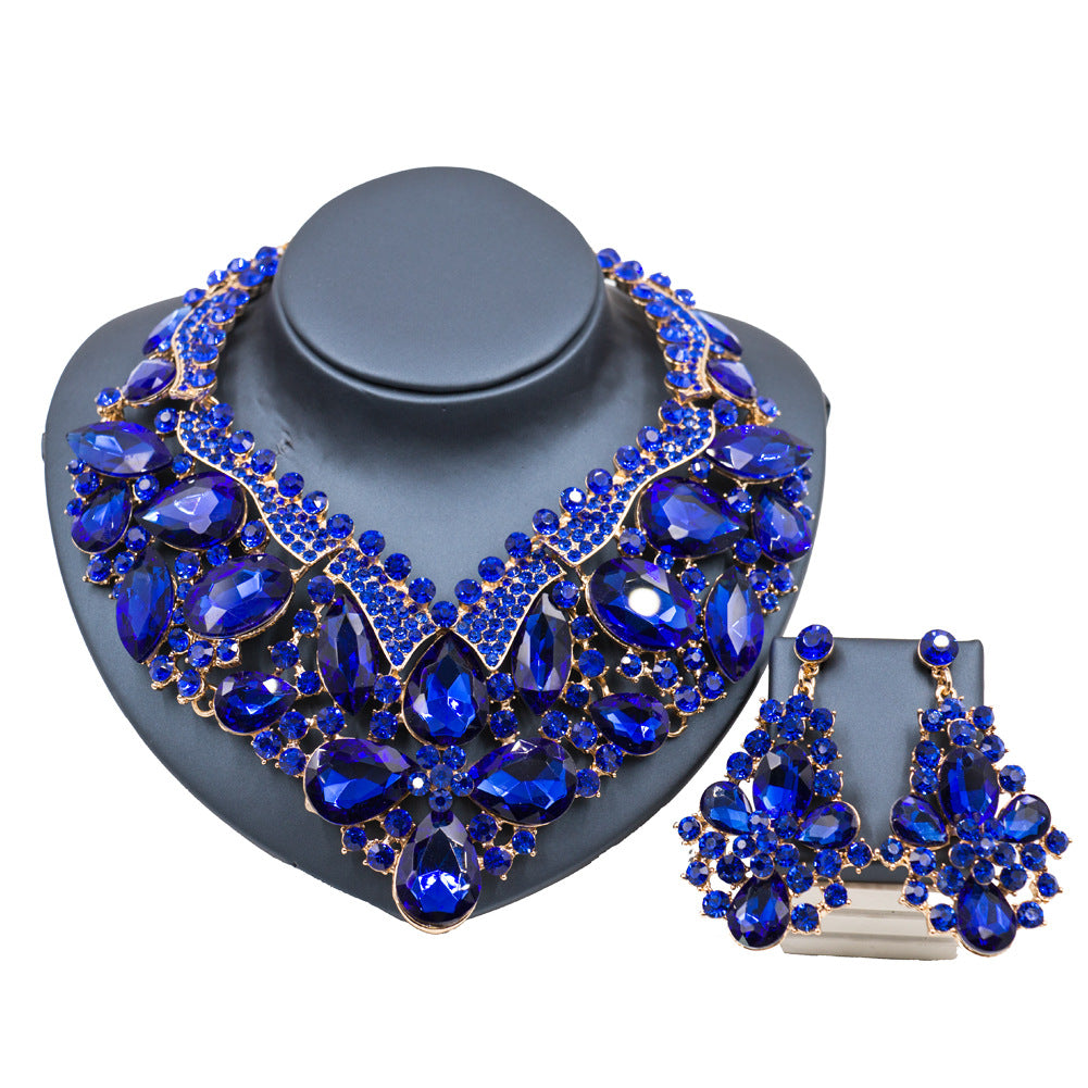 Exquisite Colorful Glass Rhinestone Wedding Jewelry Set