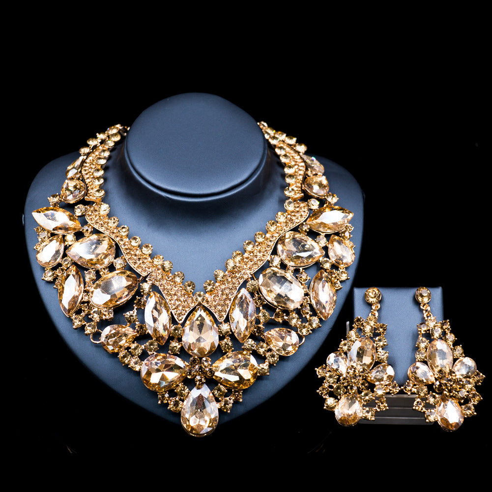 Exquisite Colorful Glass Rhinestone Wedding Jewelry Set